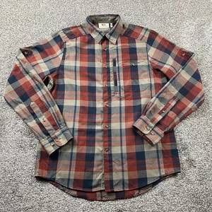 Fjallraven Shirt Men S Red Plaid Flannel Fjallglim Roll Tab Hiking Zip Outdoors - Picture 1 of 20