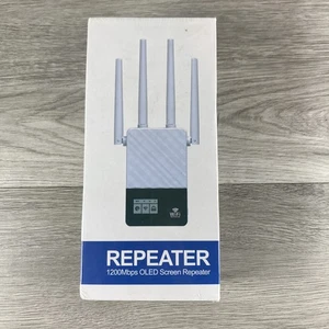 New 1200Mbps WiFi Extender Ethernet Port Internet Repeater Signal Booster Screen - Picture 1 of 4