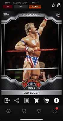 DIGITAL TOPPS WWE SLAM Lex Luger ICONIC BLACK SOLE SURVIVORS 1993 Read - Image 1 of 3