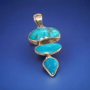 NWT STERLING SILVER SLEEPING BEAUTY TURQUOISE PENDANT -SIGN - Picture 1 of 5