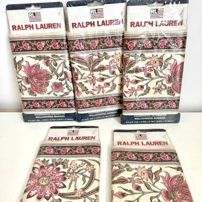 5 Bordas de Papel de Parede Ralph Lauren 8,5 Pés Quadrados Âmbar Costa Madder Floral Flor 6,8” - Imagem 1 de 4