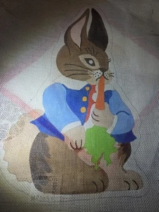 Vintage Peter Rabbit Hand Painted Needlepoint Canvas 14x19" - Picture 1 of 1