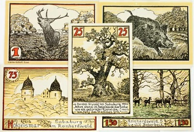 1920's Germany Uncirculated Notgeld Money 5pc - Reinhardswald - Image 1 of 4