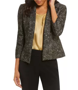 Kasper Womens Black Floral Blazer Jacket - Picture 1 of 2