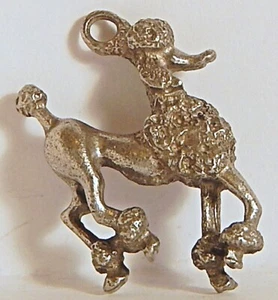BEAU VINT STANDARD FRENCH POODLE STERLING SILVER SOLID CHARM  - Picture 1 of 2