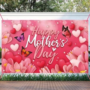 Large Happy Mother'S Day Banner Decorations Mothers Day Flag Outdoor 71X44 Inch, - Picture 1 of 12