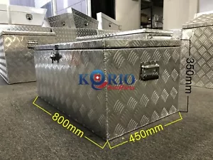 Aluminium Top Open Rectangular Tool Box Ute Trailer ToolBox 800 L x 450 W x 350H - Picture 1 of 8