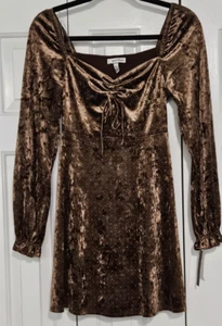 SPEECHLESS Juniors Copper Velvet Long Sleeve Short Party Dress XL NWT (44) - Picture 1 of 8