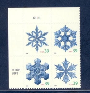 US 4101-4104 4104a Snowflakes, Plate Block #S1111/4, Self Adhesive, Mint NH - Picture 1 of 1