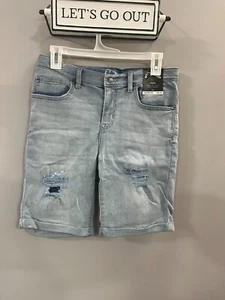 Art Class Boys Adjustable Waist Distressed Stretch Jean Short Lt Wash Blue Sz 14 - Picture 1 of 12