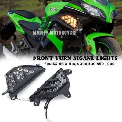 For Kawasaki Ninja 300 400 650 1000 ZX-6R Front Indicator LED Lights Turn Signal — 第 1/4 张图片