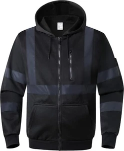 SAFETY Hi-Vis Safety Zip-Up Hoodie Safety Sweatshirt Reflective Strips 120 L NEW - Picture 1 of 7