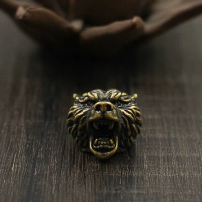 Cuchillo cabeza de oso de latón cordón cuentas Paracord llavero colgante pulsera cuentas EDC Foto 1 de 4