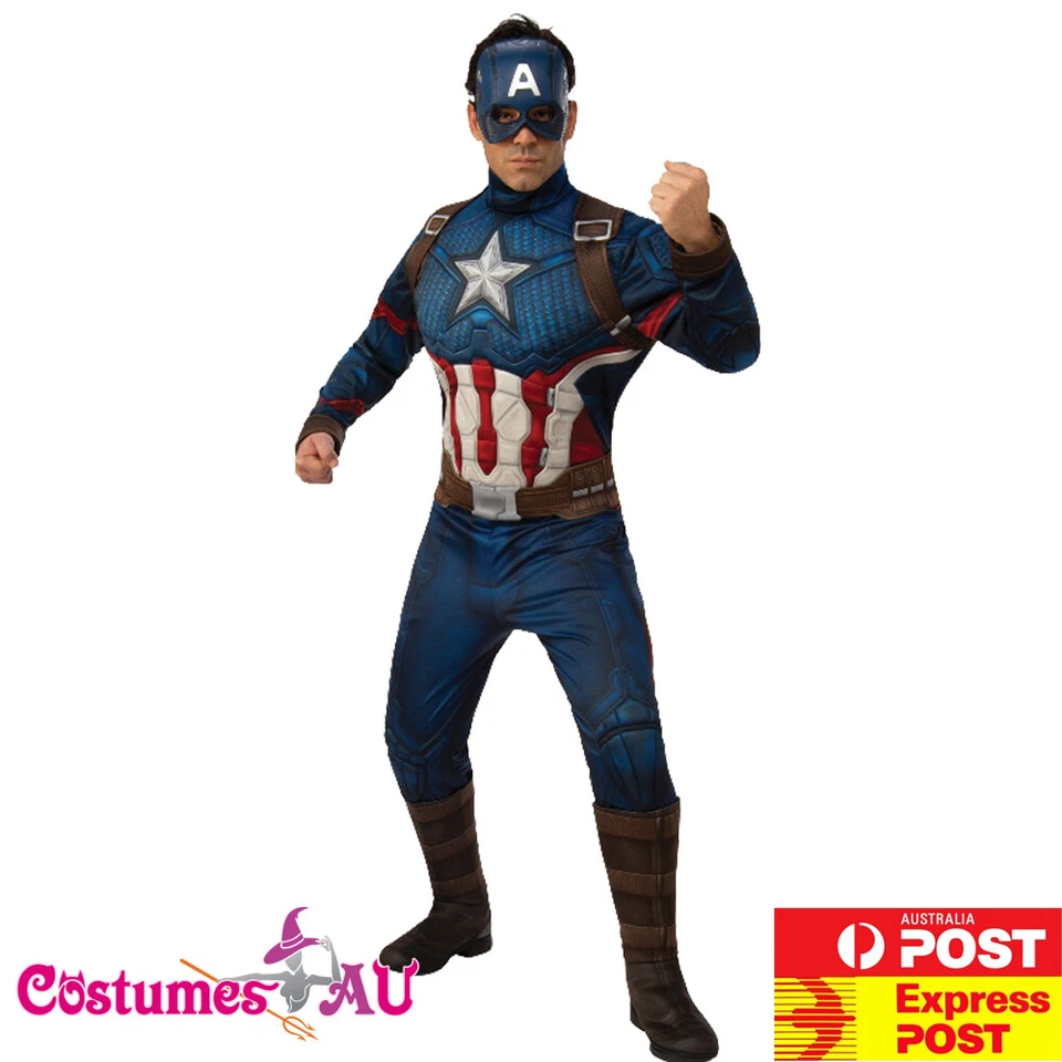 Disfraz de Capitán América de lujo oficial Marvel Avengers Superhéroe Mono para hombre Foto 1 de 4