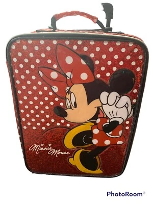 Authentic Disney Parks Minnie Mouse Soft Small Rolling Kid Suitcase Luggage Red - Image 1 of 4