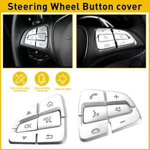 For Mercedes B A GLA GLE 2015-2018 CLA Silver Steering Wheel Button Cover Trim - Picture 1 of 11
