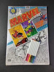 Vintage 1991 Marvel Super Heroes Spider-Man Hulk Poster Pen Set Roseart NOS RARE - Bild 1 von 17