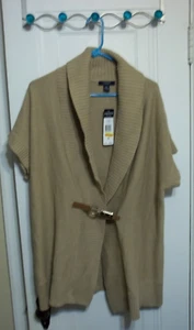New! Chaps Short Sleeved Front Close Buckle Shawl Collar Sweater $65 Tag - Picture 1 of 3