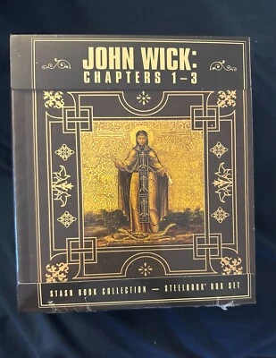 JOHN WICK: CHAPTERS 1-3 STASH BOOK COLLECTION STEELBOOK 4K ULTRA HD BLU-RAY NEW! - Image 1 of 2