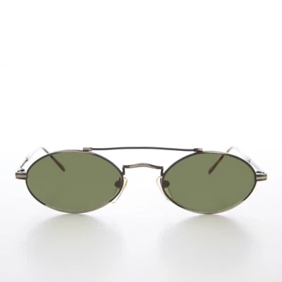 Oval Gothic Gummetal Pilot 90s Vintage Sunglasses - Wink - Image 1 of 3