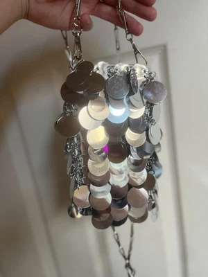 Bolso de plata con lentejuelas, monedero, cuentas para monedas, brillante, brillante, graduación, novia Foto 1 de 4