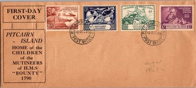 1949 British Pitcairn Island HMS Bounty Children of the Mutineers FDC Cover - Image 1 of 2