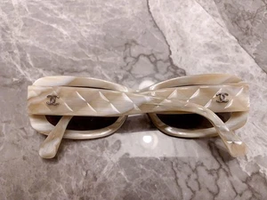 CHANEL Ivory Round Sunglasses Dark Brown Lenses Fashion Accessory - Picture 1 of 9