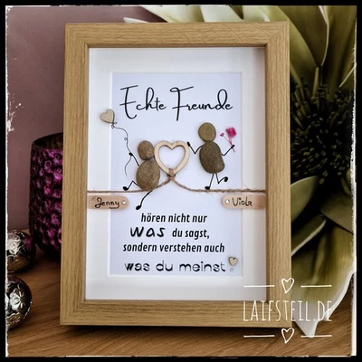 Echte Freunde 🦋 Steinbilder liebevoll handgemachtes Geschenk personalisierbar! - Bild 1 von 4