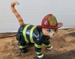 The Hamilton Collection Firefighter Cat Figurine  Detailed  Orange Cat Uniform - Picture 1 of 6