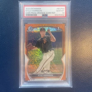 2023 Bowman Chrome Kyle Harrison PSA 10 Orange Shimmer Refractor /25 Giants - Picture 1 of 3