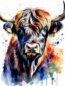 Highland Cow Farm Rustic Cattle Cowboy High Quality Canvas/Matte Photo Paper PA4 - Picture 1 of 6