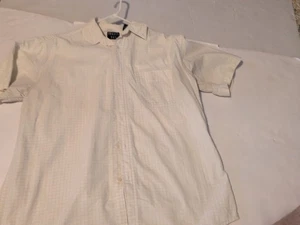 Trader Bay Men's L Cotton Short Sleeve Button-up Yellow Stripe - Picture 1 of 5