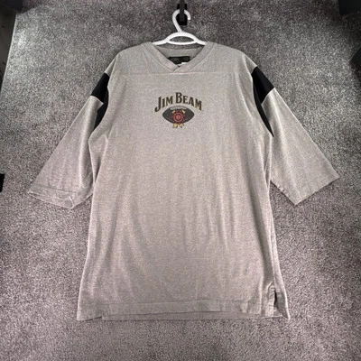 Camisa de fútbol Jim Beam bourbon vintage manga 3/4 para hombre grande gris algodón  Foto 1 de 4