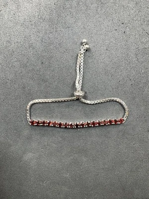 10.6g VTG Sterling Silver 925 Garnet Tennis Bolo Bracelet Jewelry lot U - Image 1 of 4