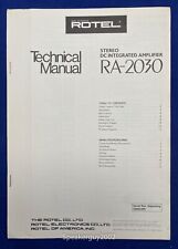 Original Rotel RA-2030 Stereo Integrated Amplifier Technical Manual