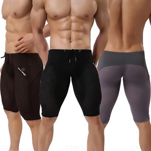 Men's Mesh Running Shorts Sports Fitness Workout Trousers Sexy Beach Swim Trunks - Picture 1 of 39