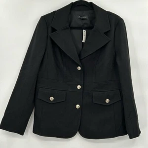 Talbots Womens NWT Black Blazer Jacket Size 12 Gold Buttons Old Money Classic - Picture 1 of 8