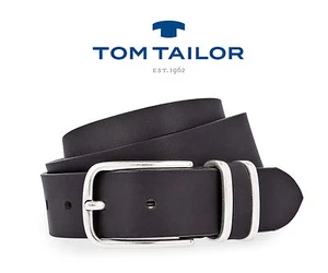 TOM TAILOR cinturón de hombre cinturón de cuero negro 35 mm TG1046R69 NUEVO - Imagen 1 de 1