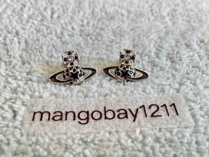 Vivienne Westwood Silver Crystal Black Star Saturn Stud Earrings - Picture 1 of 3