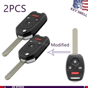2 Upgrade Remote Car Key Fob Shell Case Cover For Honda Civic Accord CR-V Pilot - Foto 1 di 10