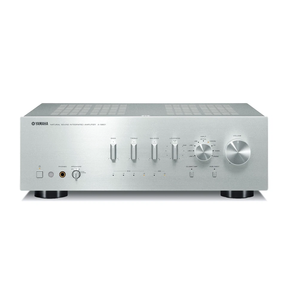 YAMAHA Pre Main Amp Amplifier A-S801(S) Silver USB DAC 32bit・2ch SABRE 32 100V - Image 1 of 4