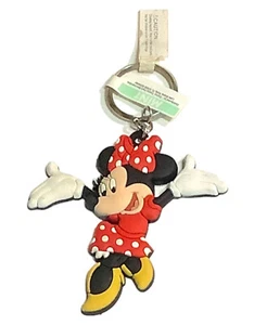 Disney Minnie Mouse Character Red Dress w/ Polka Dots Rubbery Keychain Key Ring - Picture 1 of 8