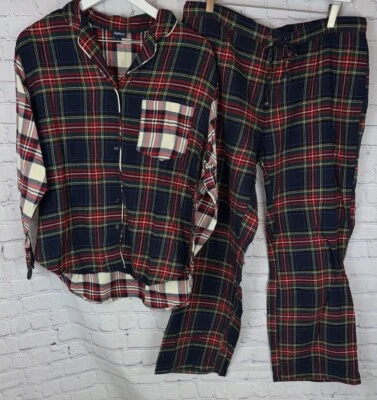 Женский пижамный комплект из двух частей в клетку GAP BODY пижамы размер большой - Изображение 1 из 4