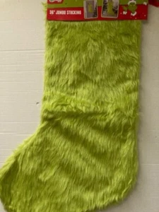 Dr. Seuss The Grinch 36” Jumbo Christmas Stocking, Green Faux Fur MSRP $39.99 - Picture 1 of 5