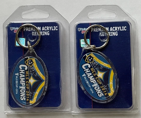 L A Galaxy 1 Pair Oval Acrylic Keychains Key Chain Ring 2014 MLS Cup Champions Cover