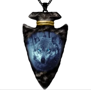 Fashion Jewelry Howling Wolf Moon Arrow Head Pendant Necklace 476-11 - Picture 1 of 1
