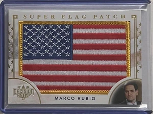 SENADOR MARCO RUBIO (R) 2016 DECISIÓN SUPER BANDERA PARCHE DORADO RELIQUIA PRIMERA TARJETA - Imagen 1 de 2