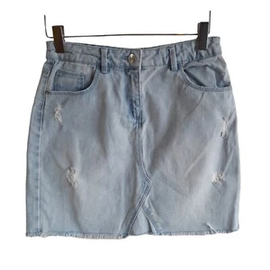 I LOVE GIRLSWEAR Denim Skirt Girls 12 Years W26" Blue Distressed Style Pockets - Picture 1 of 10