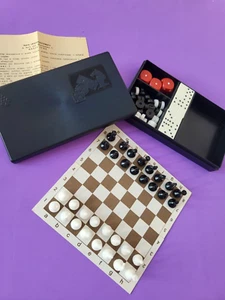Vintage soviet travel game set Magnetic chess, checkers, dice, dominoes USSR - Picture 1 of 14