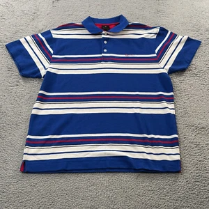 Vintage Kani Gold Polo Shirt Mens XL Blue Stripe Early 2000 Y2K Karl Kani - Picture 1 of 11